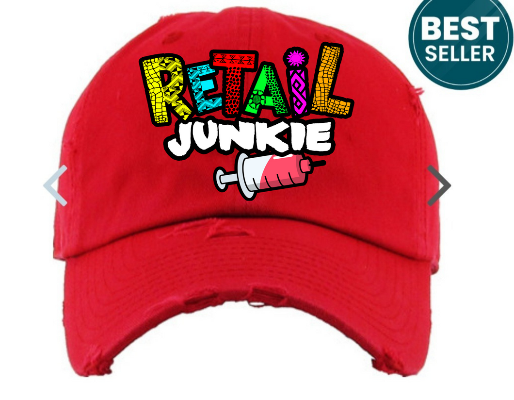 Red ripped dad hat