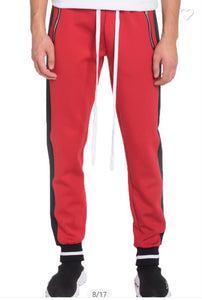 Mens black and red joggers