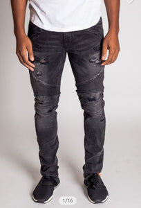 Mens ankle zip biker jeans